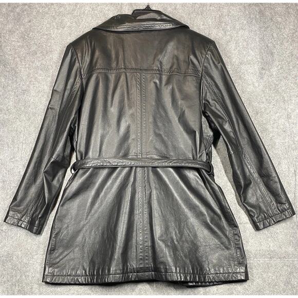 Vintage Wilson Leather Trench Coat Womens XL Black Thinsulate Ultra Insulation - Picture 15 of 15